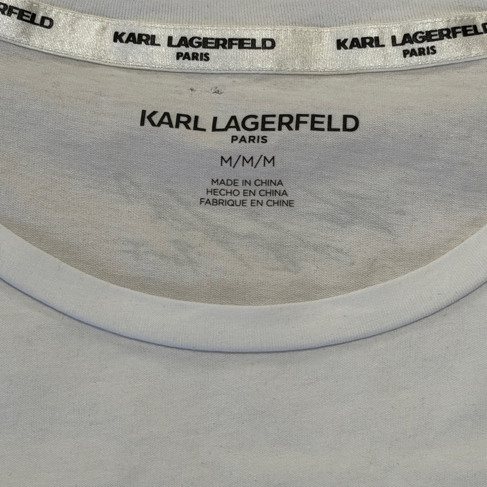 Karl Lagerfeld White C'est La Vie Tee - Picture 2 of 10